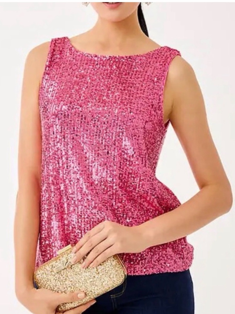 NWT- Lilly Pulitzer Pink Sequin Sleeveless Tank- Size L